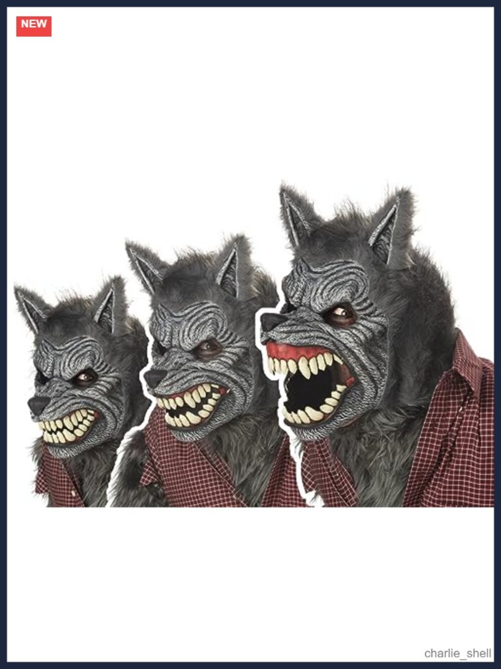Werewolf Motion Mask Faux Fur Hood Animated Jaw Halloween Costume Adult